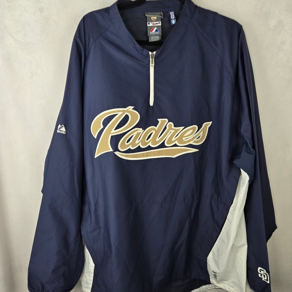 Majestic MLB San Diego Padres Authentic Cool Base Zip Warmup Jacket 2XL Pullover